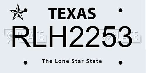 RLH2253 Texas License Plate
