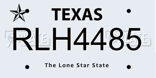 RLH4485 Texas License Plate