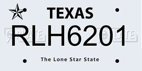 RLH6201 Texas License Plate