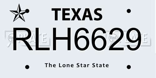 RLH6629 Texas License Plate