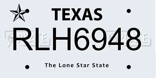 RLH6948 Texas License Plate