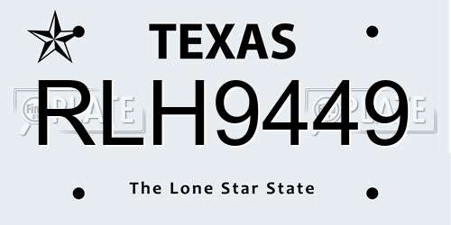 RLH9449 Texas License Plate