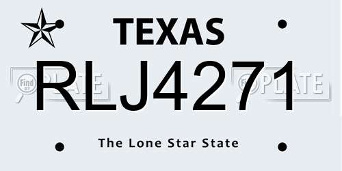 RLJ4271 Texas License Plate
