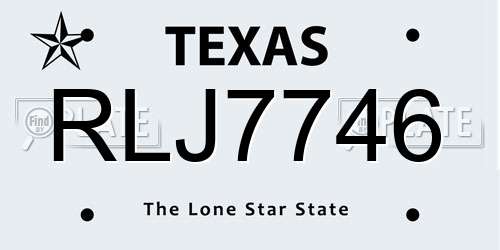 RLJ7746 Texas License Plate