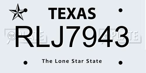 RLJ7943 Texas License Plate
