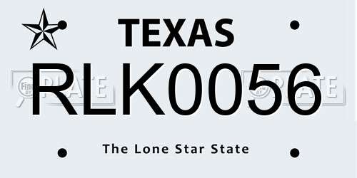 RLK0056 Texas License Plate