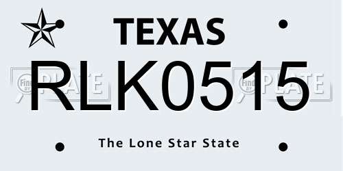 RLK0515 Texas License Plate