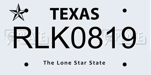 RLK0819 Texas License Plate