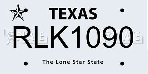 RLK1090 Texas License Plate
