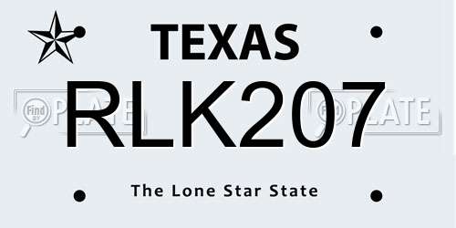 RLK207 Texas License Plate