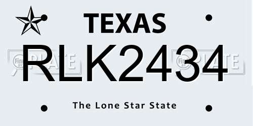 RLK2434 Texas License Plate