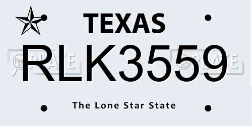 RLK3559 Texas License Plate