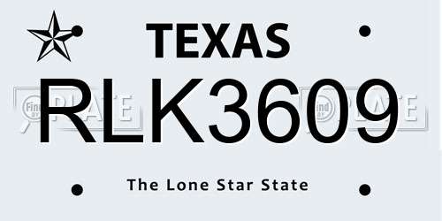RLK3609 Texas License Plate