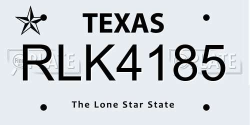 RLK4185 Texas License Plate
