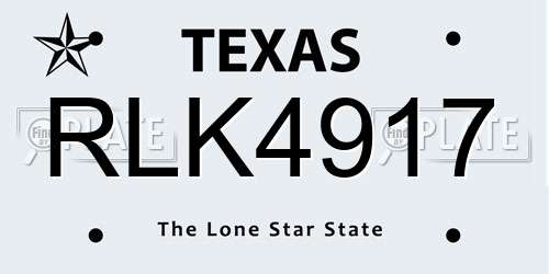 RLK4917 Texas License Plate