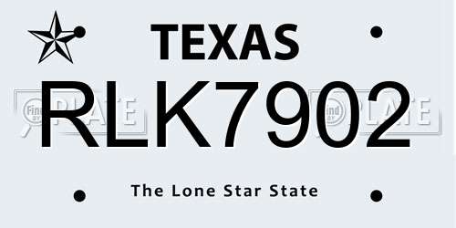 RLK7902 Texas License Plate