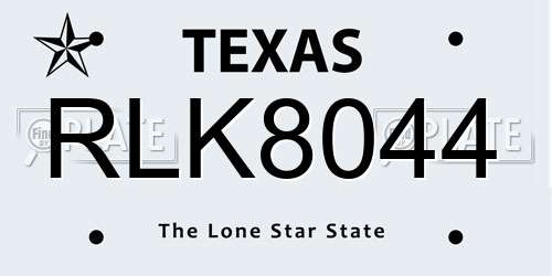 RLK8044 Texas License Plate