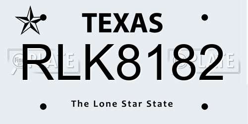 RLK8182 Texas License Plate