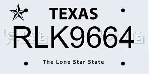 RLK9664 Texas License Plate
