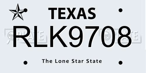 RLK9708 Texas License Plate