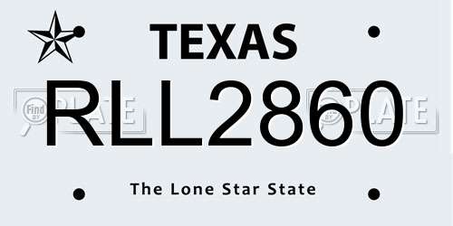 RLL2860 Texas License Plate