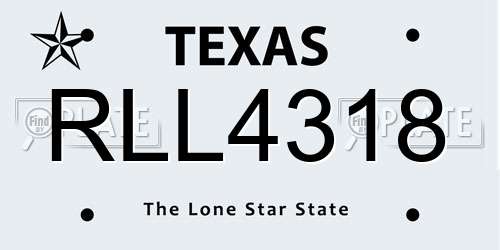 RLL4318 Texas License Plate