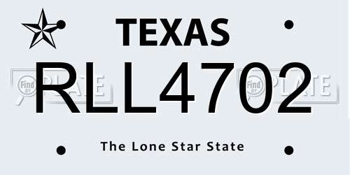 RLL4702 Texas License Plate