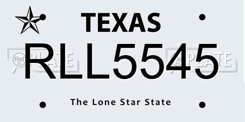 RLL5545 Texas License Plate