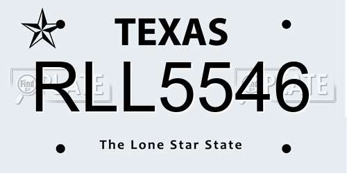 RLL5546 Texas License Plate