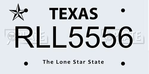 RLL5556 Texas License Plate