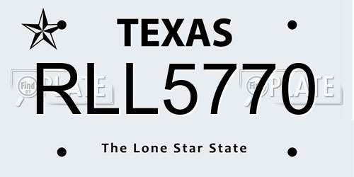 RLL5770 Texas License Plate