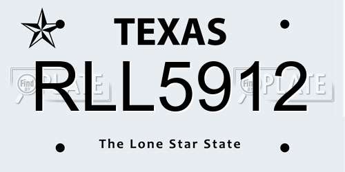 RLL5912 Texas License Plate