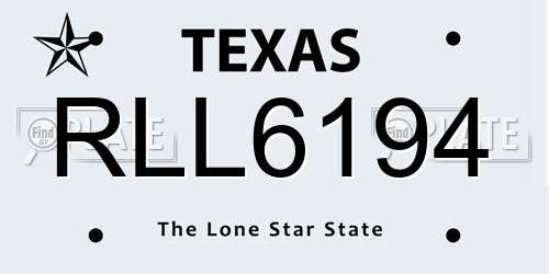 RLL6194 Texas License Plate