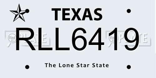 RLL6419 Texas License Plate
