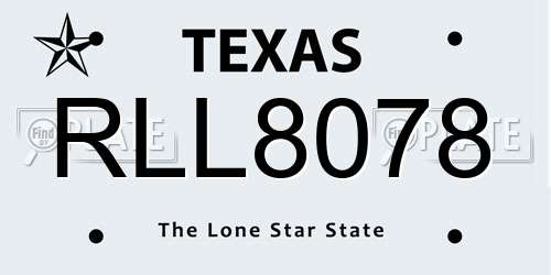 RLL8078 Texas License Plate