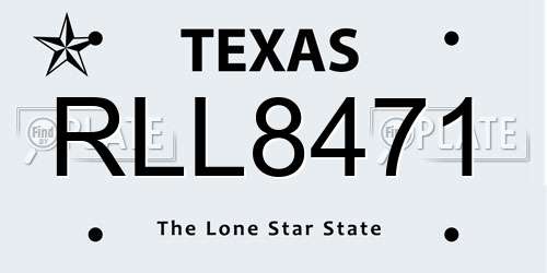 RLL8471 Texas License Plate