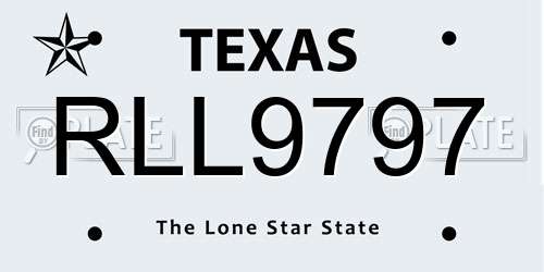 RLL9797 Texas License Plate