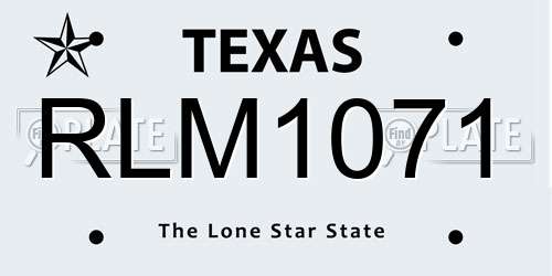 RLM1071 Texas License Plate