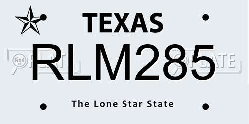 RLM285 Texas License Plate