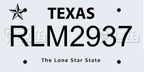 RLM2937 Texas License Plate