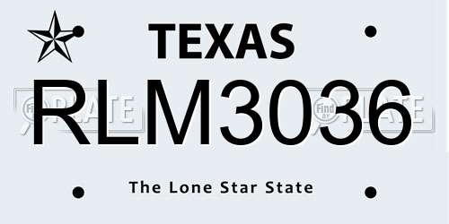 RLM3036 Texas License Plate