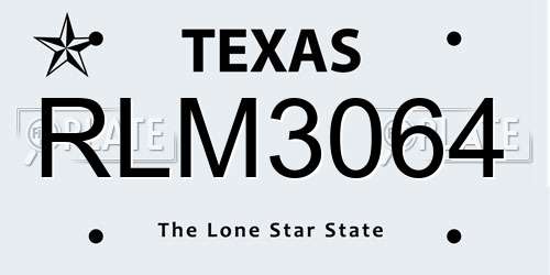 RLM3064 Texas License Plate