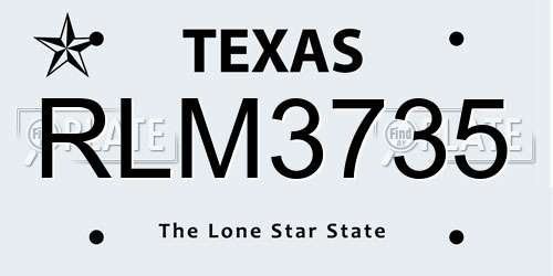 RLM3735 Texas License Plate