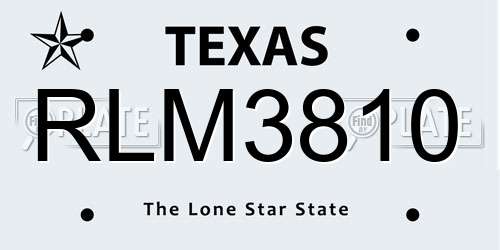 RLM3810 Texas License Plate