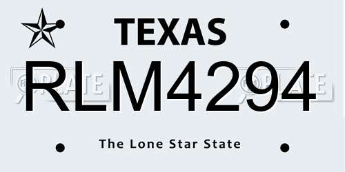 RLM4294 Texas License Plate