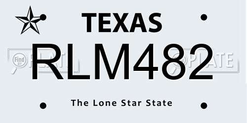 RLM482 Texas License Plate