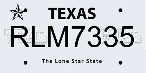 RLM7335 Texas License Plate