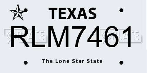 RLM7461 Texas License Plate