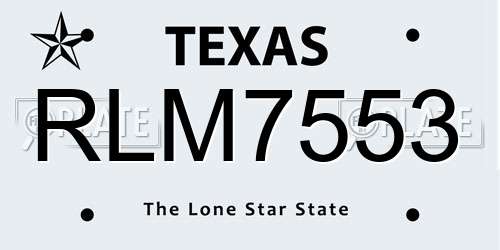 RLM7553 Texas License Plate