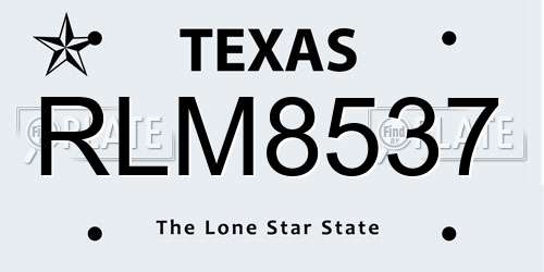 RLM8537 Texas License Plate